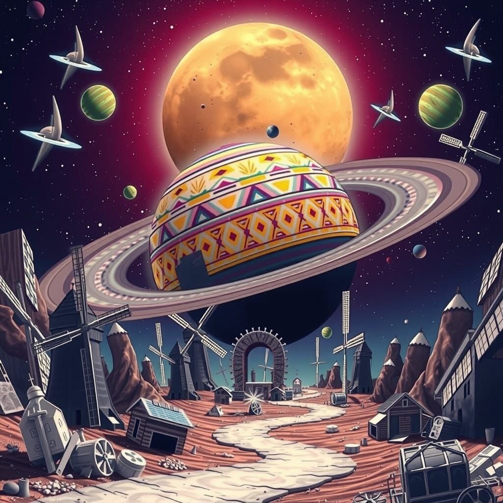 Surreal Dutch Windmills Spin Among Alien Planets
