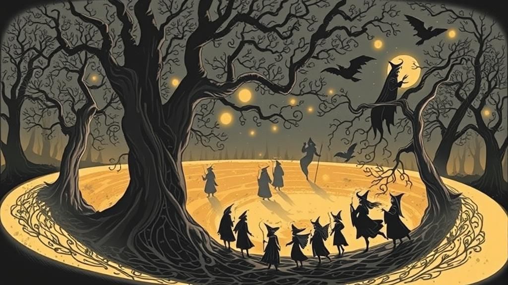 Mystical Witches in Ethereal Forest, Digital Art