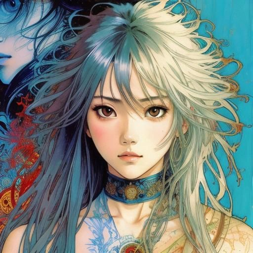 Cyberpunk God with Tendrils of Energy in Beautiful Art Nouve...