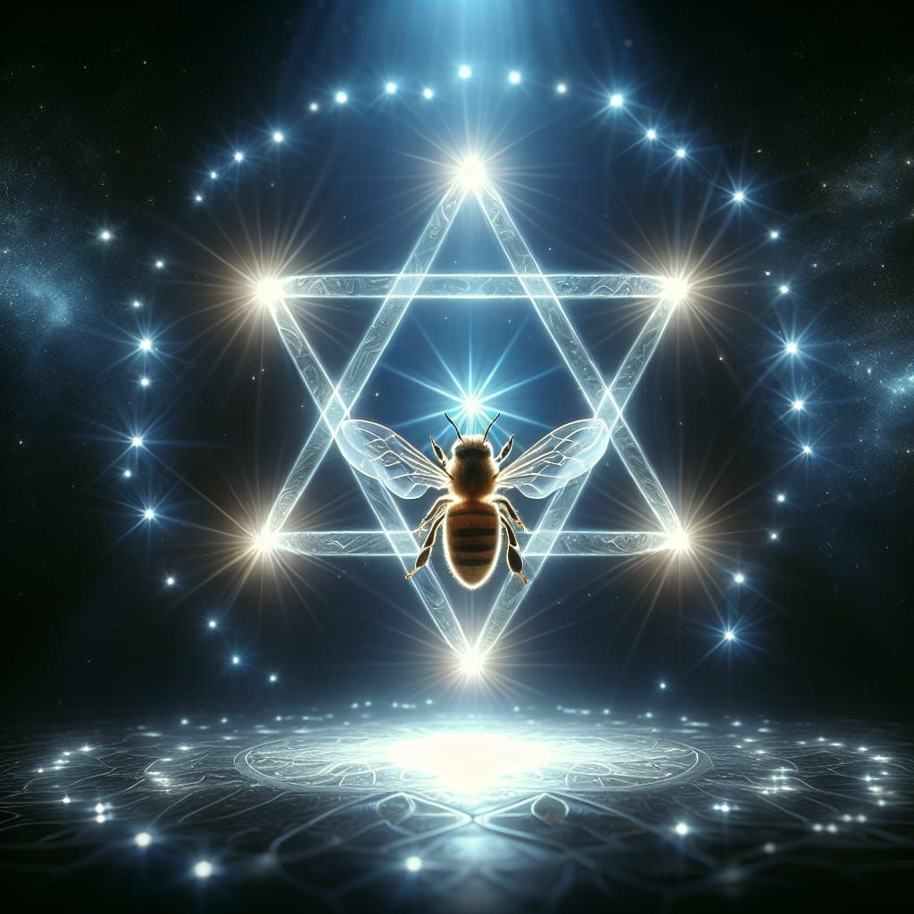 Glowing Star of David with Honeybee