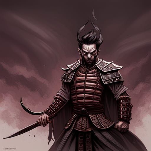 Sinister Demon Samurai Warrior in Dark Fantasy Style