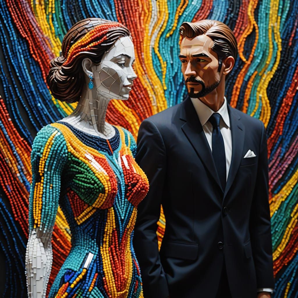 Abstract Crystal Bead Couple in Artistic Fusion Style