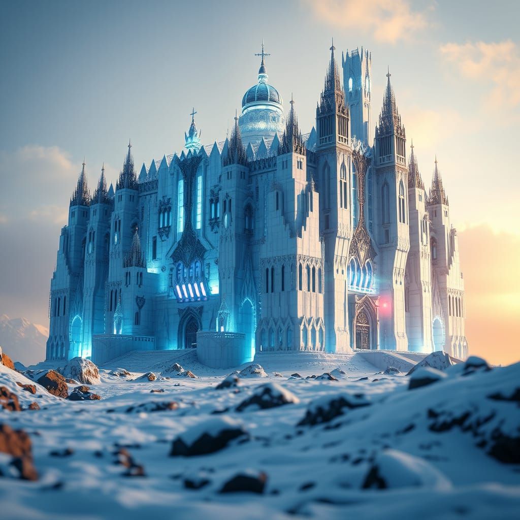 Frozen Metropolis in a Distant Sci-Fi Realm