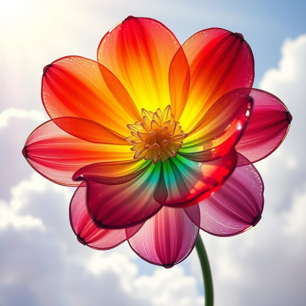 Rainbow Glass Flower in Dreamy Romantic Style