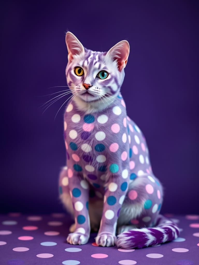 Polkadot Cat with Colorful Pattern