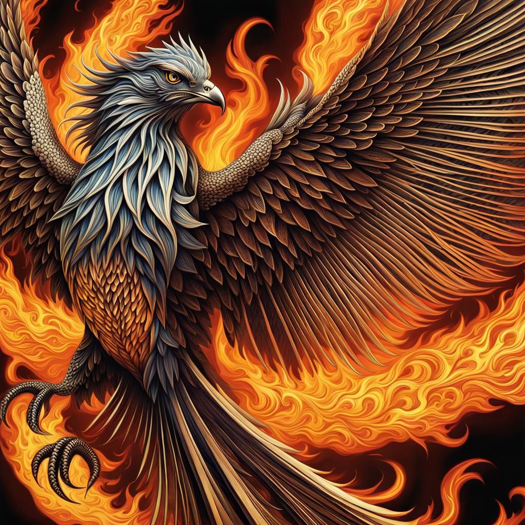 Intricate Flames Engulfing a Firebird