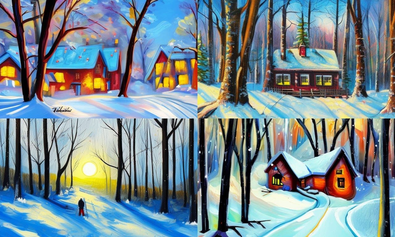 Winter Blizzard Dream Painting in Colorful Artistic Style