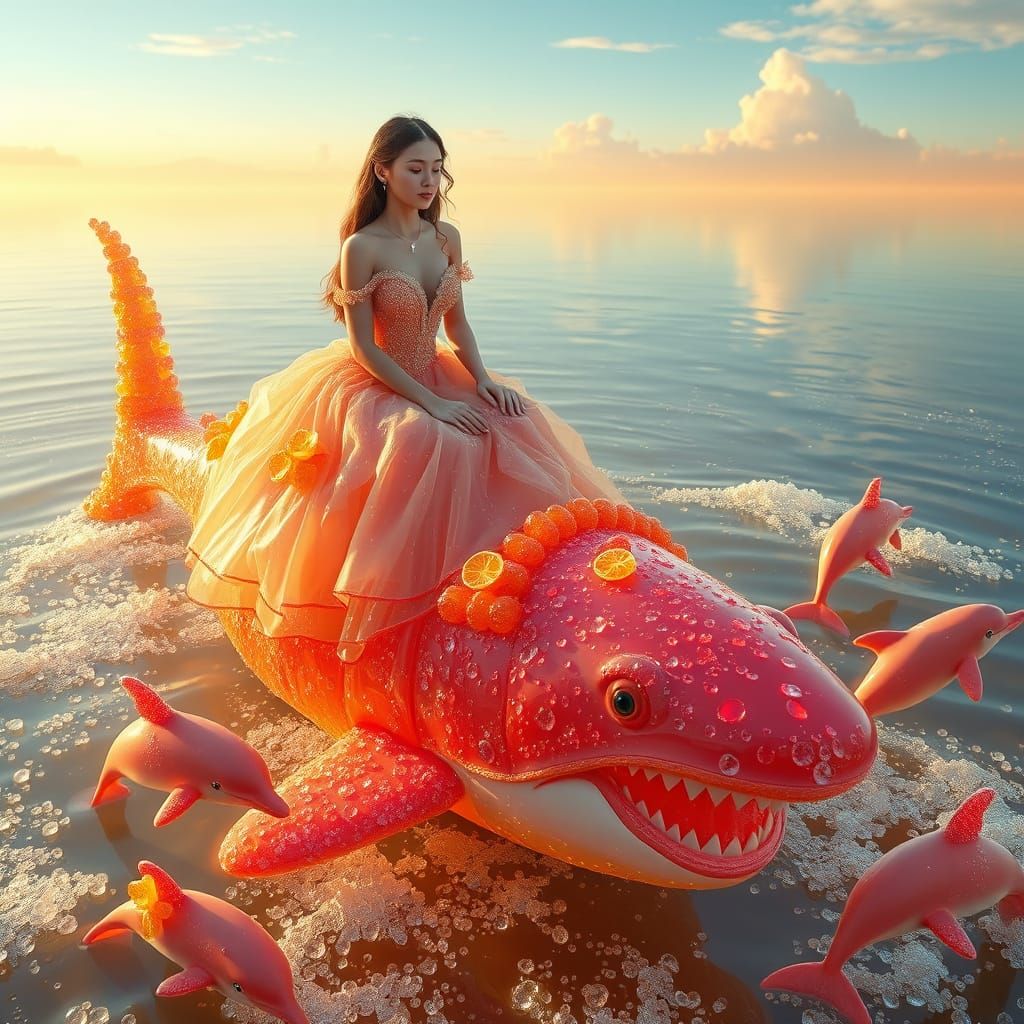 Candy Shark in Soda Sea: Dreamlike Digital Art