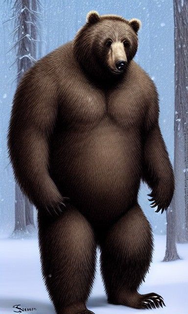 Bear-Human Hybrid Creature in Digital Art Style