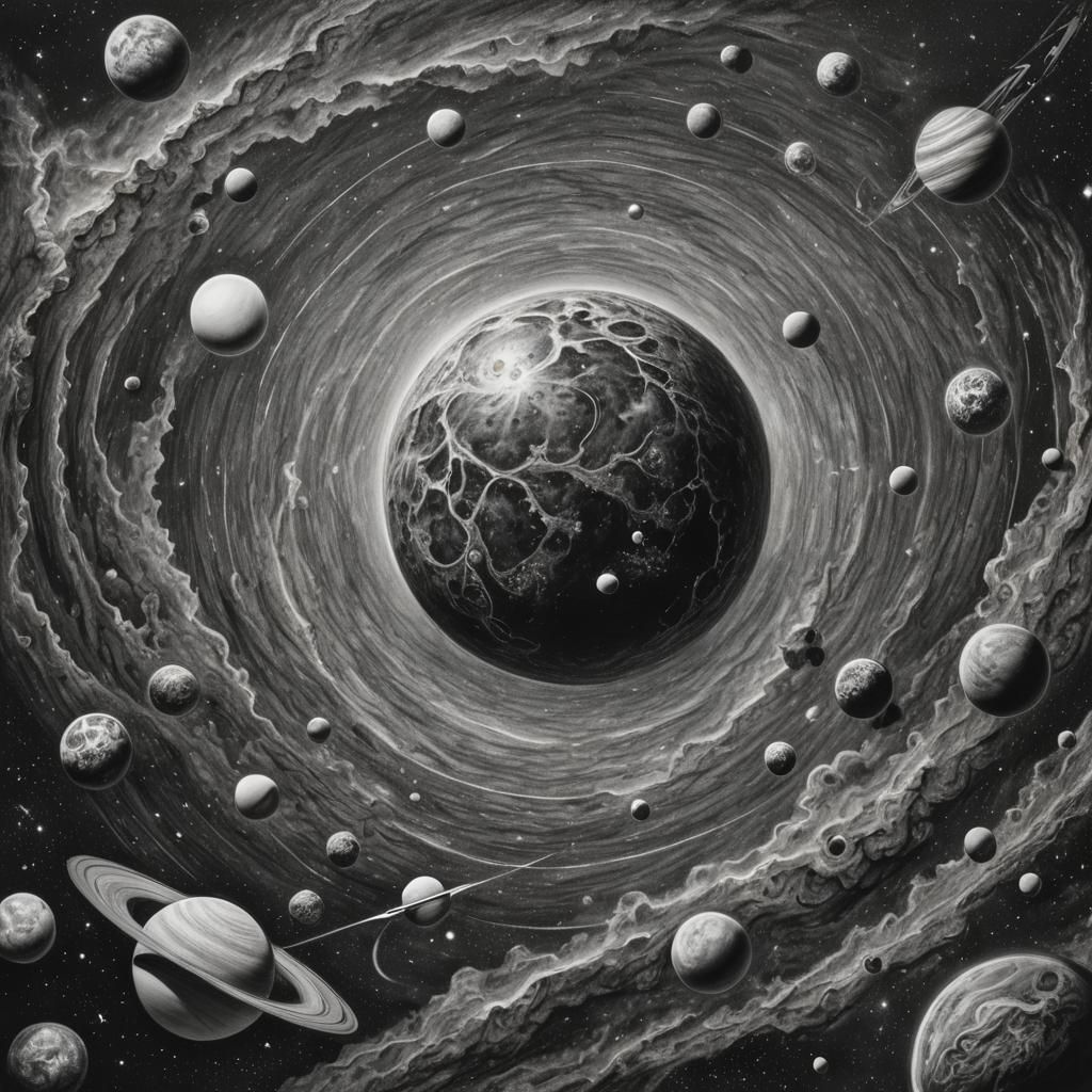 Charcoal Drawing of Universe from Earth