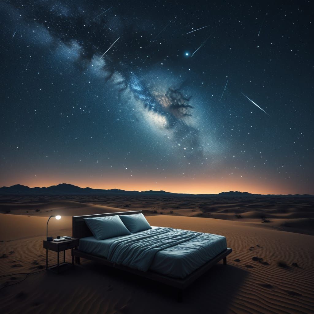 Dreamlike Desert Crossing Under Premature Stars