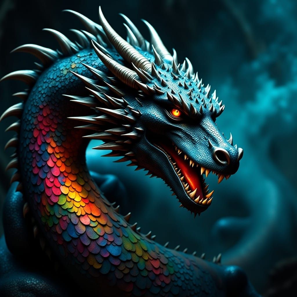 Dragon with Tiger Tattoo in Photorealistic Style