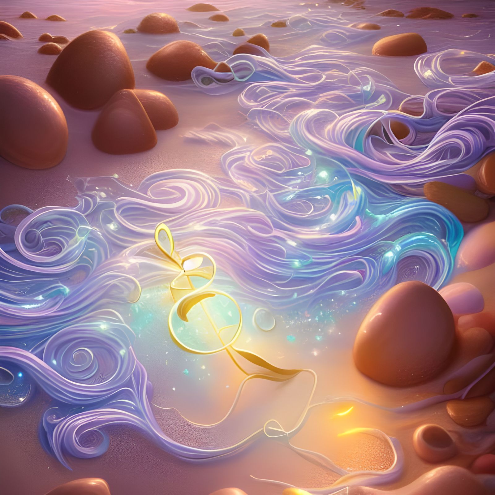 Magical Music Box on the Shore: Pastel Illustration