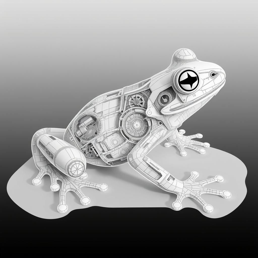 Mechanical Frog: Detailed 3D Schematic Diagram
