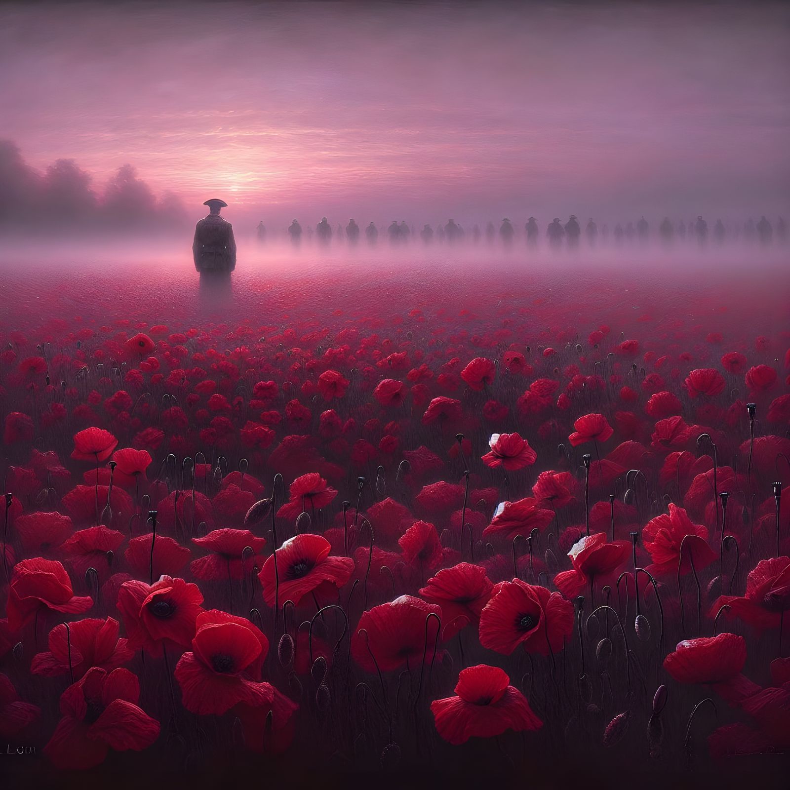 Poetic War Memory: Field of Poppies at Dawn