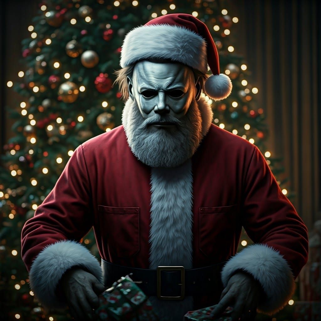 Santa Claus Horror Figure Michael Myers Places Christmas Pre...