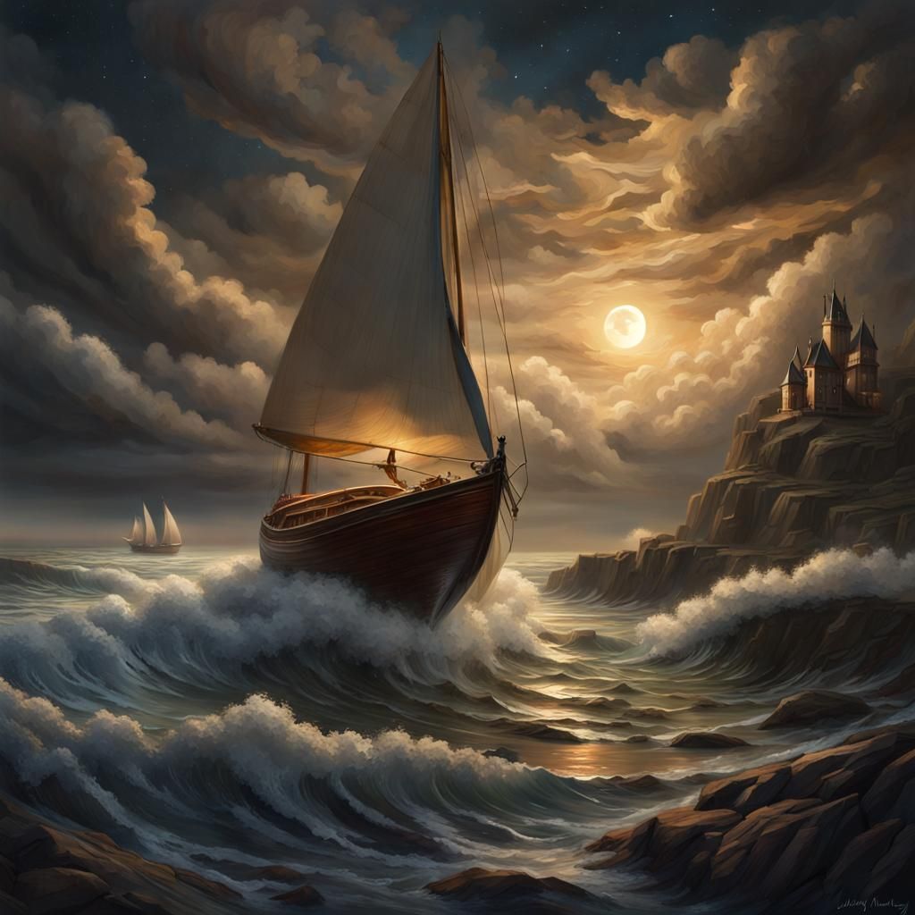 Saling Boat in a storm.