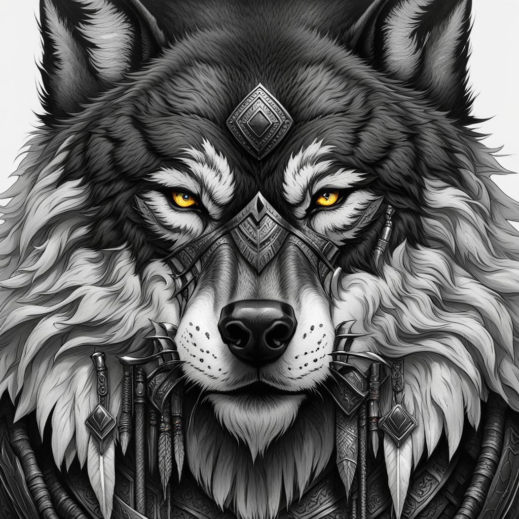Black Warrior Wolf: AI Generated Image