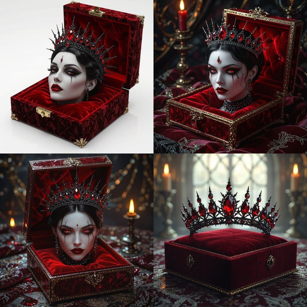 Vampire Blood Red Tiara in Velvet Box