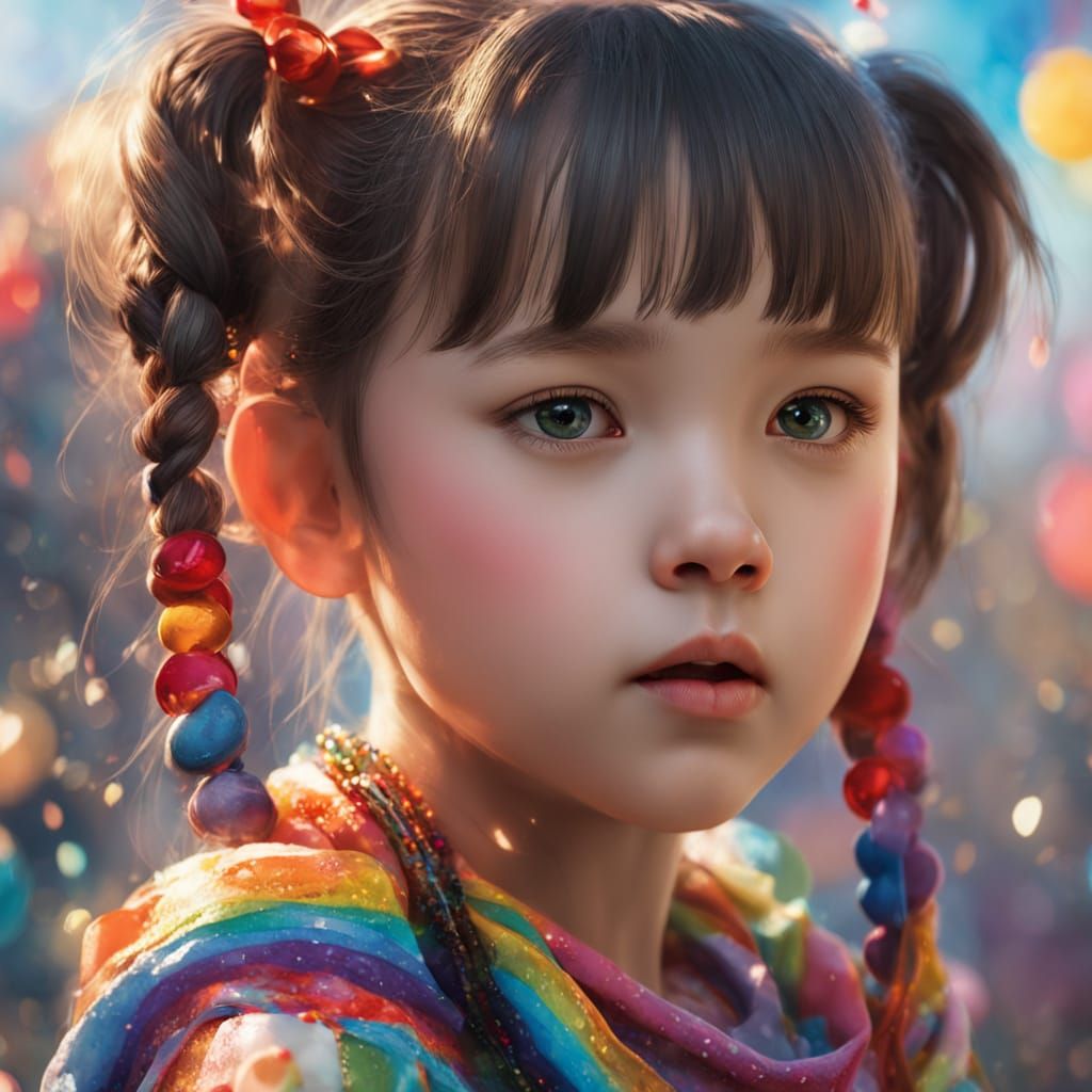 Vibrant Whimsical Portrait in Painterly Style
