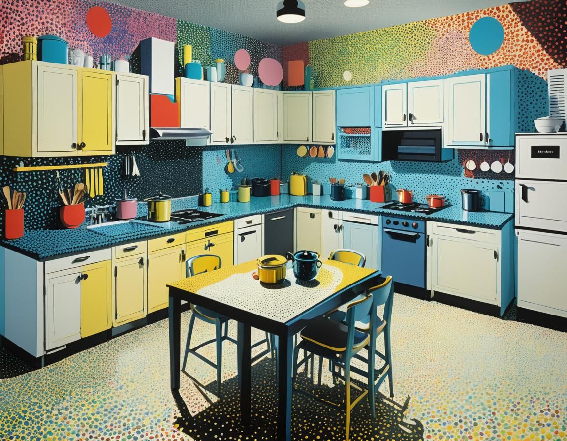 Warhol-esque Kitchen in Pointillism Style