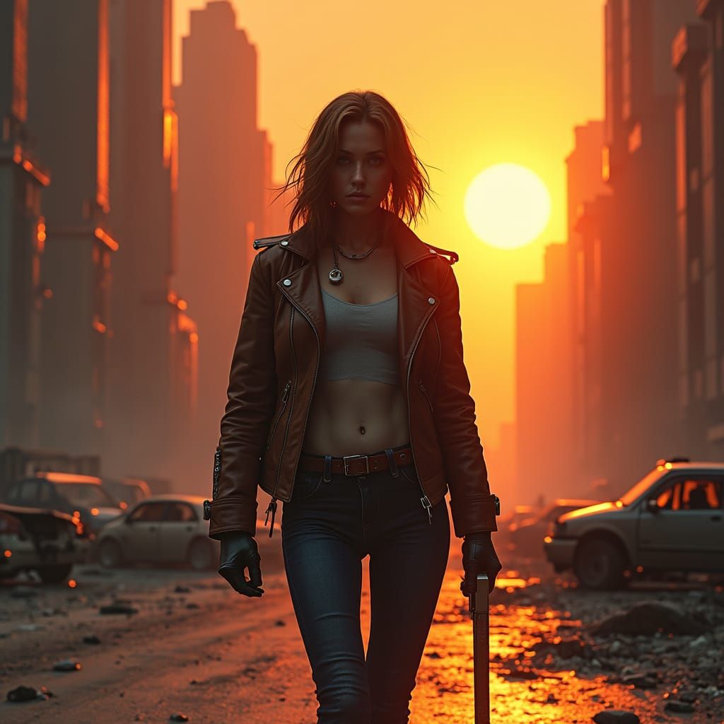 Post-Apocalyptic Cyborg Assassin in Photoreal Style