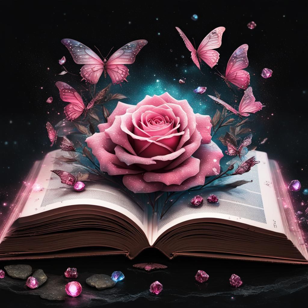 Epic Pink Rose Fairy Tale Book