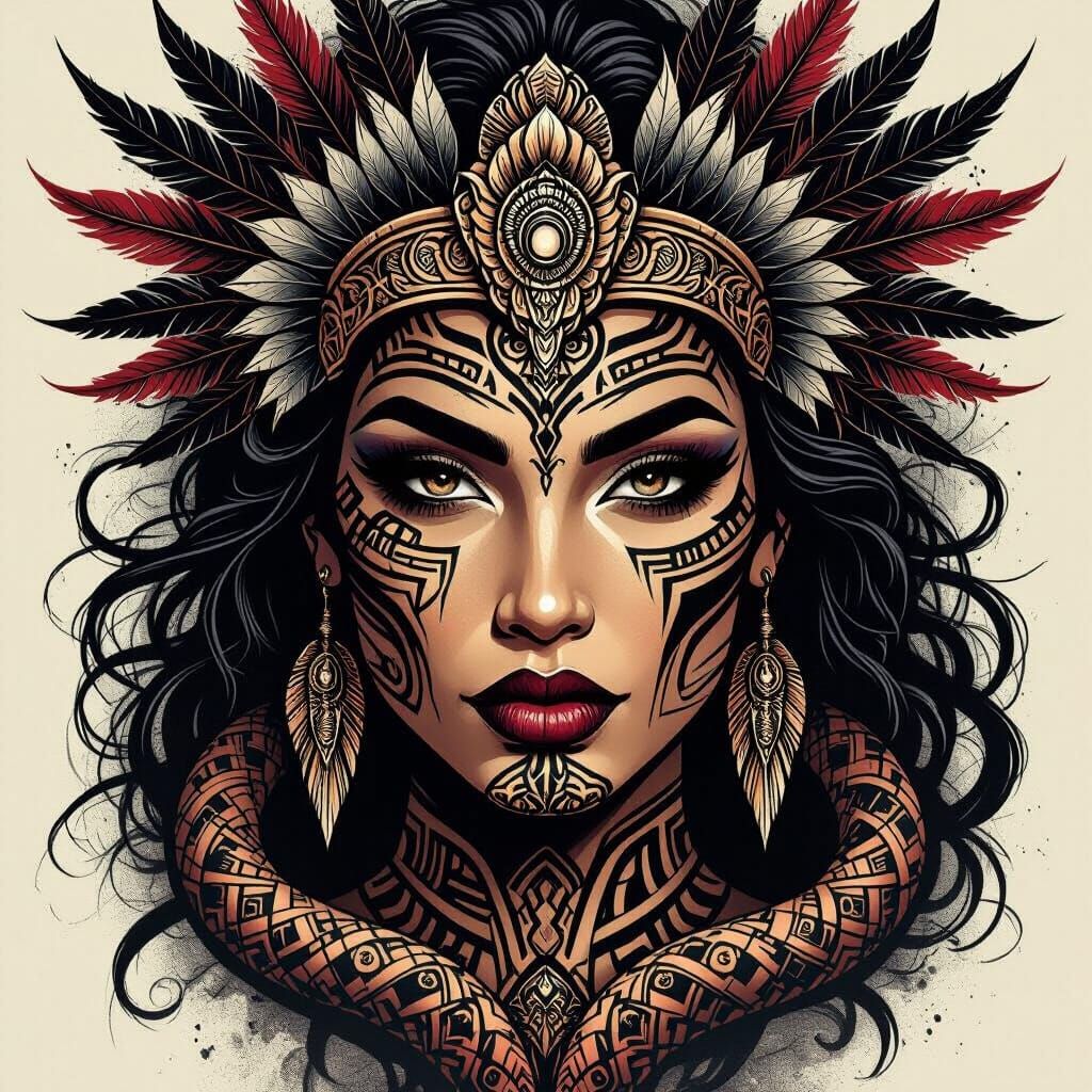Maori Medusa Tattoo Design with Mataora Chin Tattoos