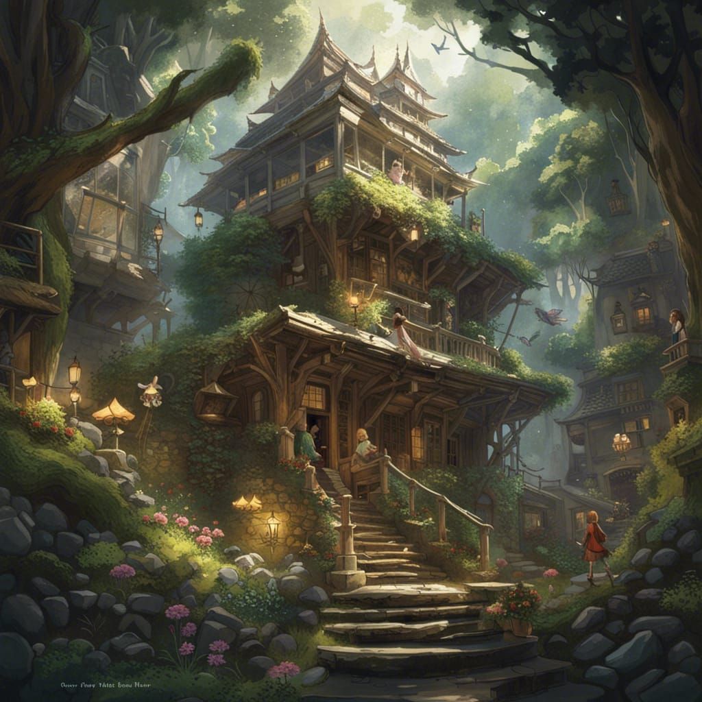 Whimsical Fairy Wonderland: Ghibli-Inspired Art Deco