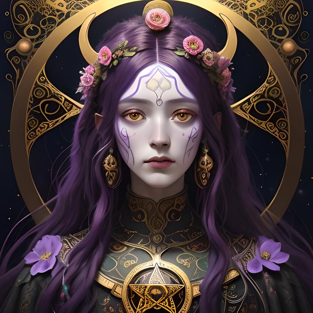 Cosmic Persephone: Klimt-Style Art Nouveau Portrait