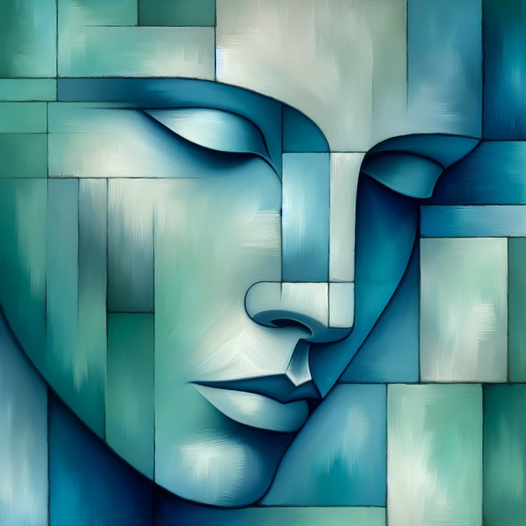 Tranquil Turquoise Portrait in Minimalist Style