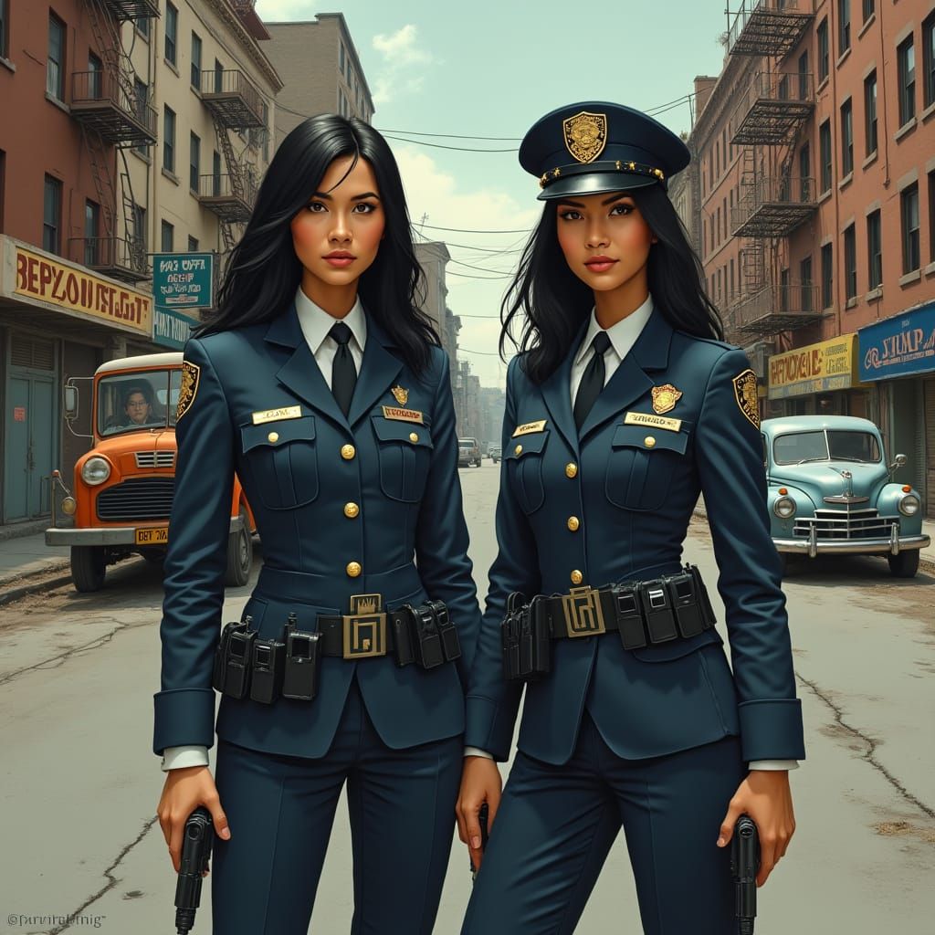 Hyperrealistic Portrait: Confident Police Officers in Urban ...