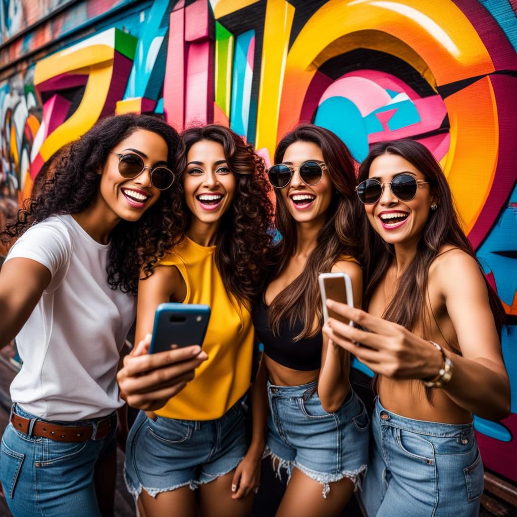 Hyperrealistic Selfie at Entrepreneurial Fair in Graffiti Ar...