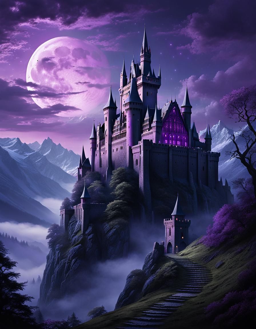 Majestic Gothic Castle in Mystical Purple Valley