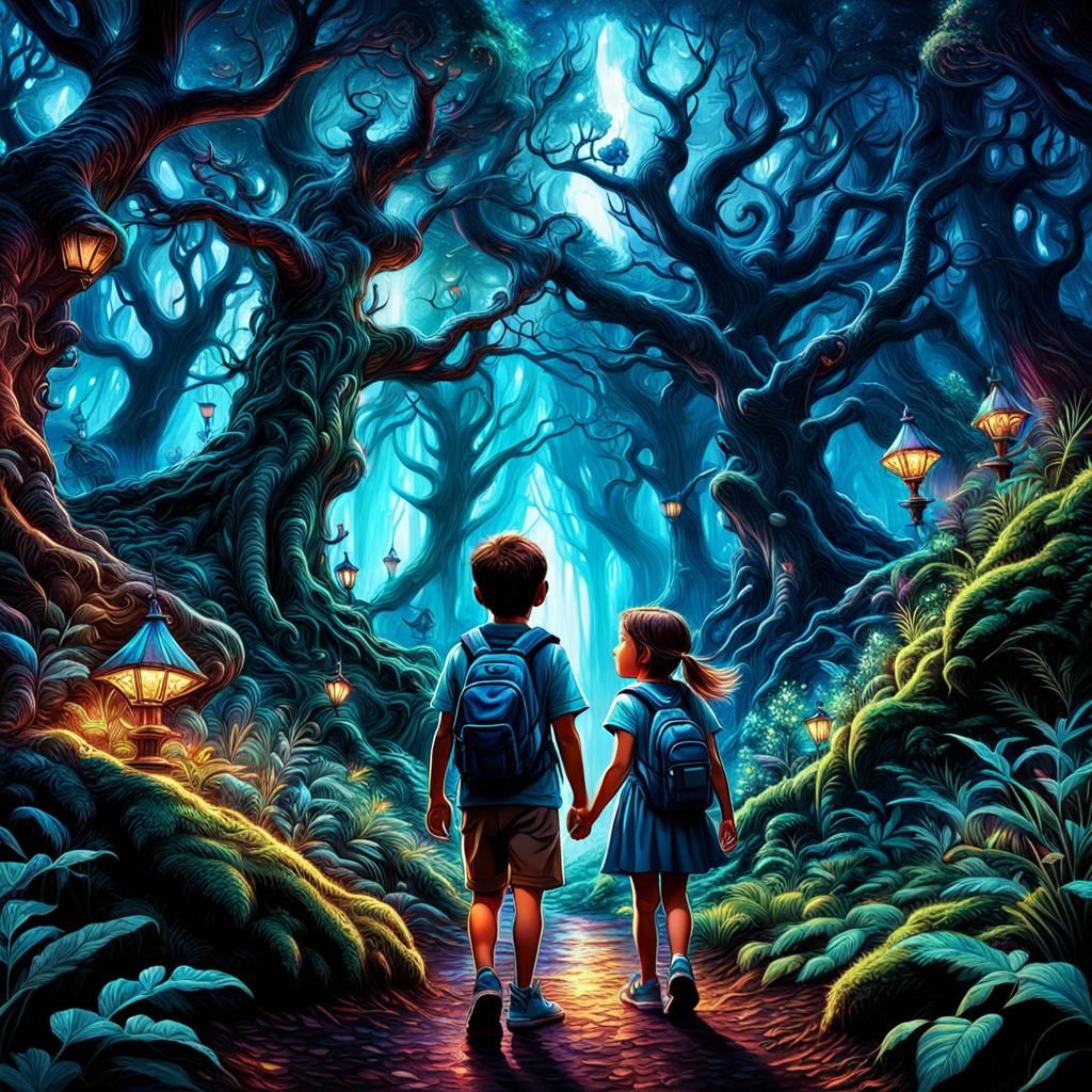 Enchanted Forest Discovery: Hyperrealistic Digital Matte Pai...