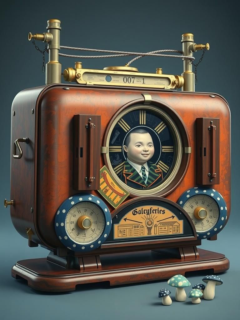 Porcelain Bureaucrats Counting Mushrooms in Naive Folk Art