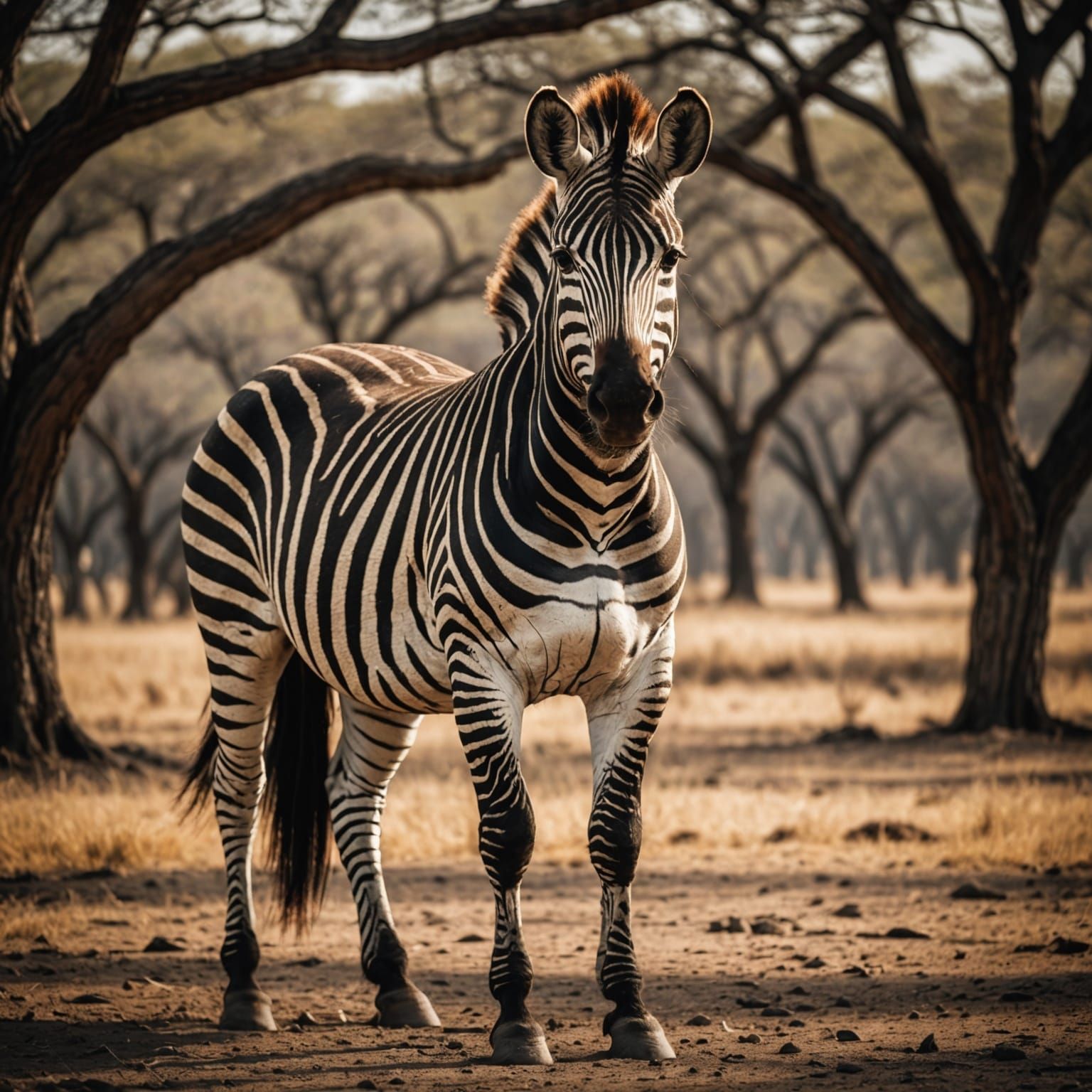 Zebra in African Savannah: Hyperrealistic Full Body Shot