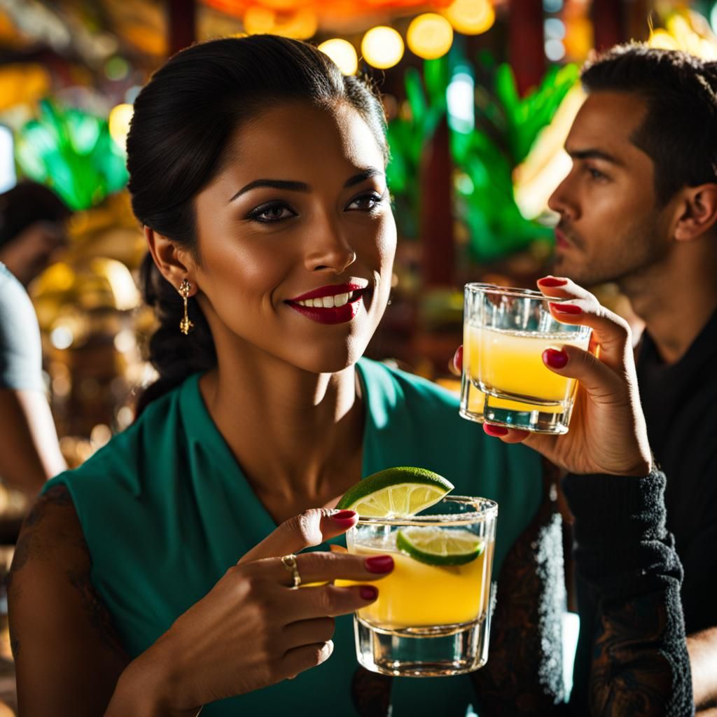 Woman Enjoying Tequila Shots at a Party