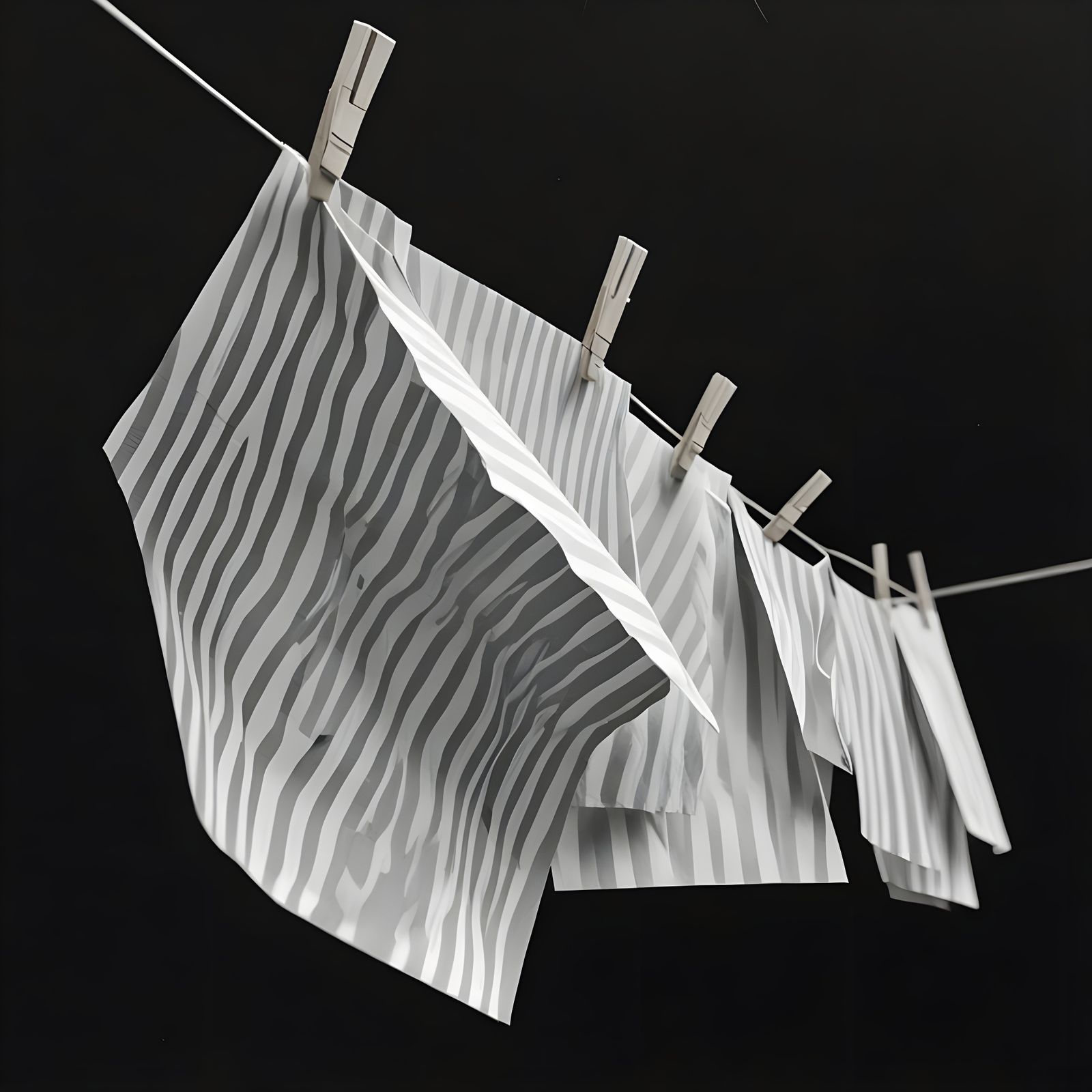 Abstract Paper Shapes on Clothesline: Pinhole Photography