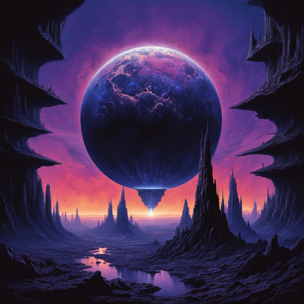 Alien Earth Where Shadows Glow: Surreal Cityscape