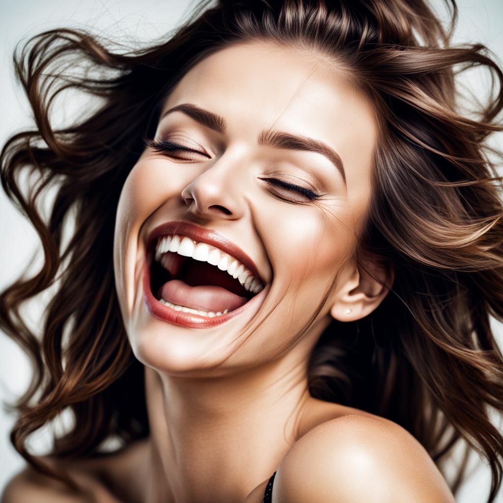Sensual Woman's Laugh: A Beautiful Image