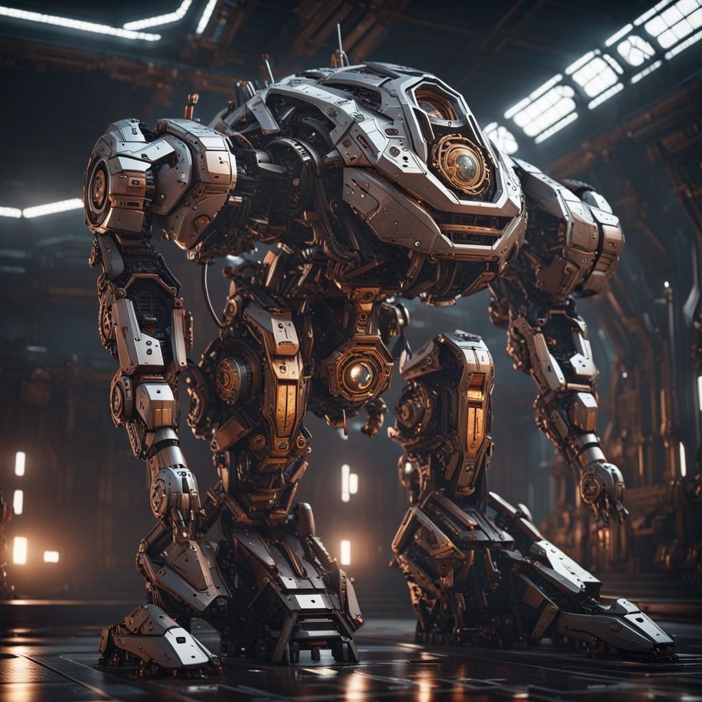 Medieval Sci-Fi Mech in Cinematic Style