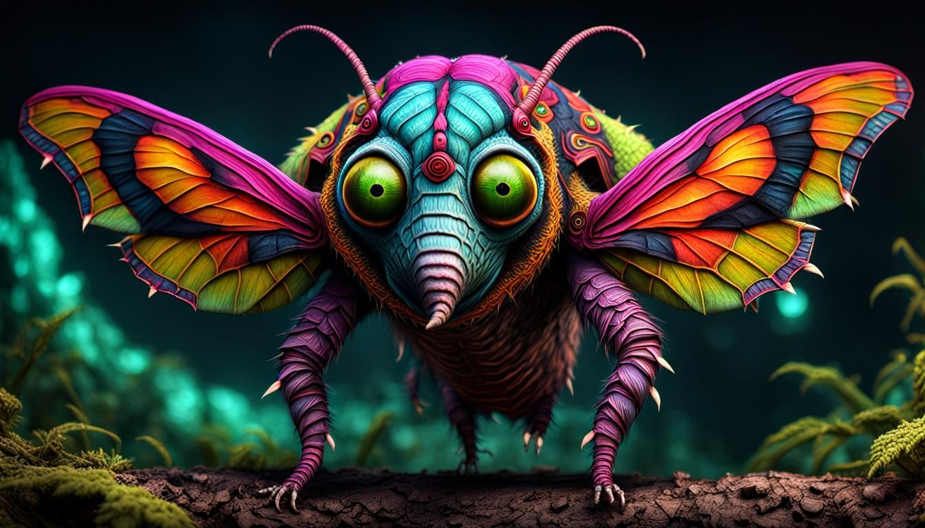 Grotesque Anthropomorphic Caterpillar Monster in Dystopian S...