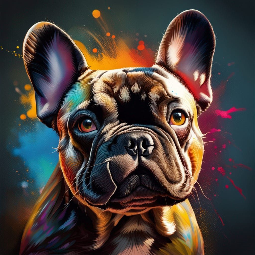 Hyperrealistic French Bulldog in Splash Art Style