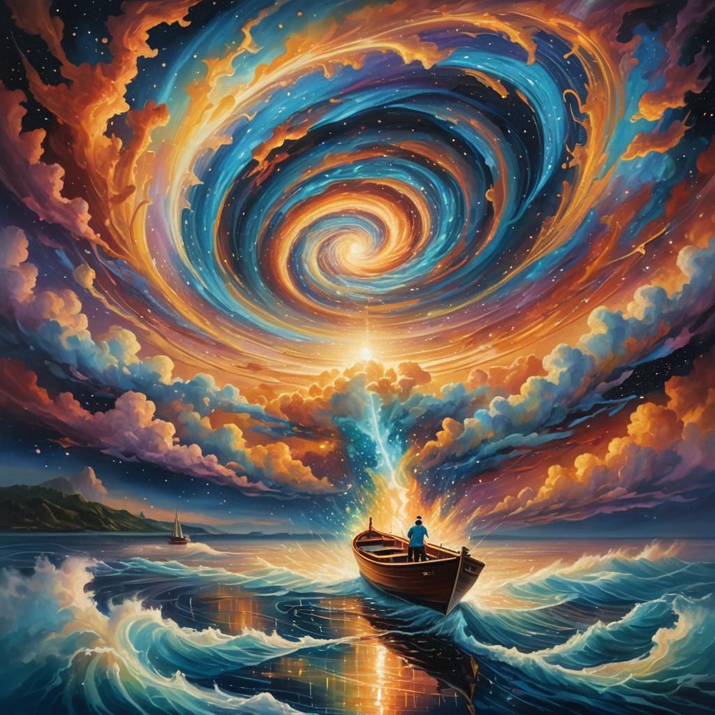Michael's Astral Journey: A Surrealist Oil Painting