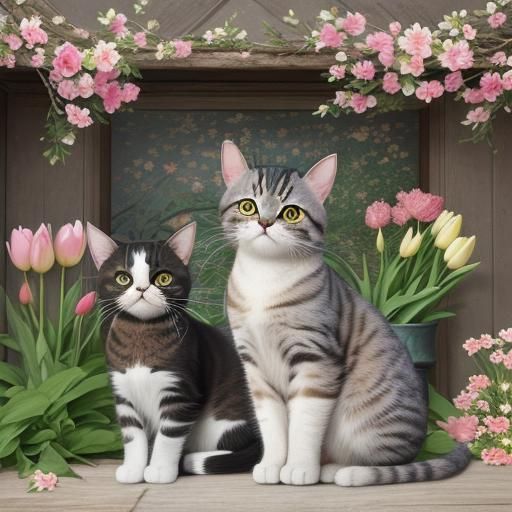 Himalayan Kitten with Floral Stickers, Morinaga Style