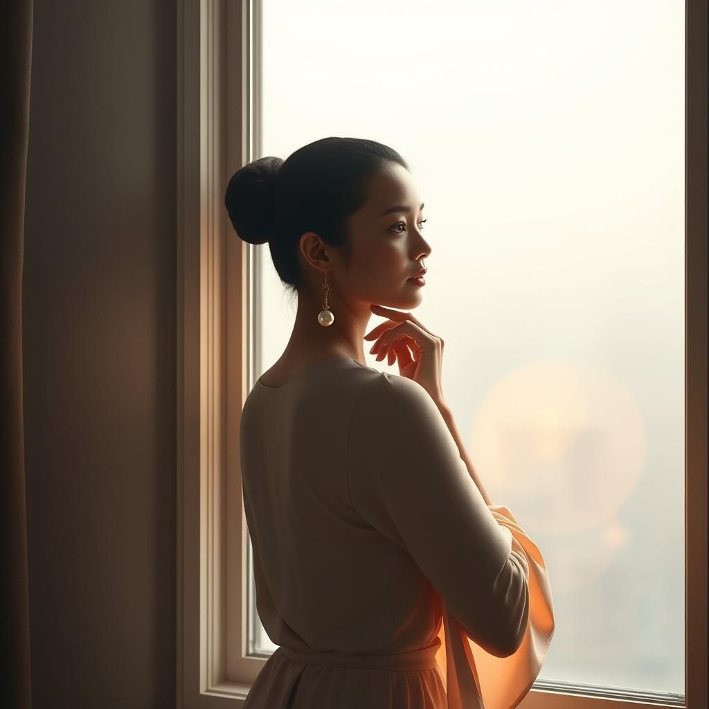 Dreamy Woman in Gown, Fantasy Realism, 8K Render