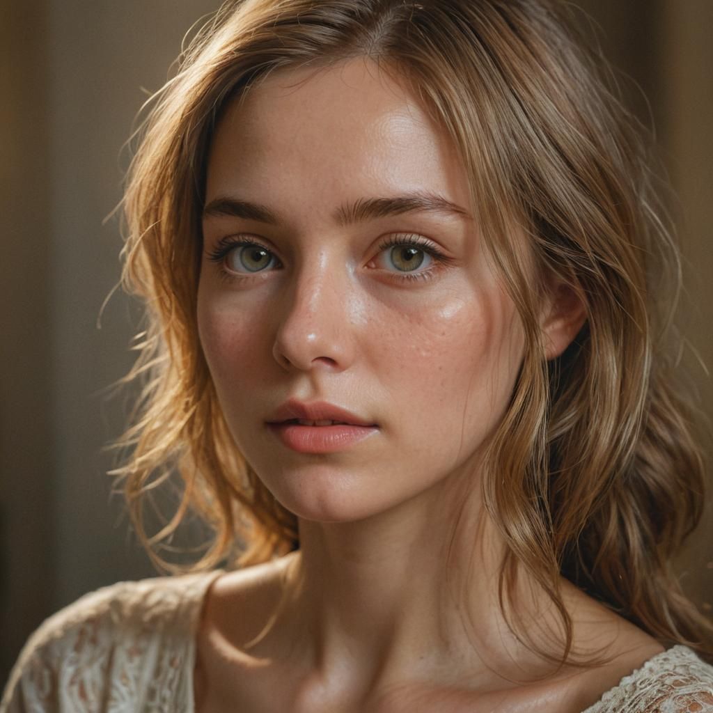 Hyperrealistic Portrait of Woman with Soft, Ethereal Glow