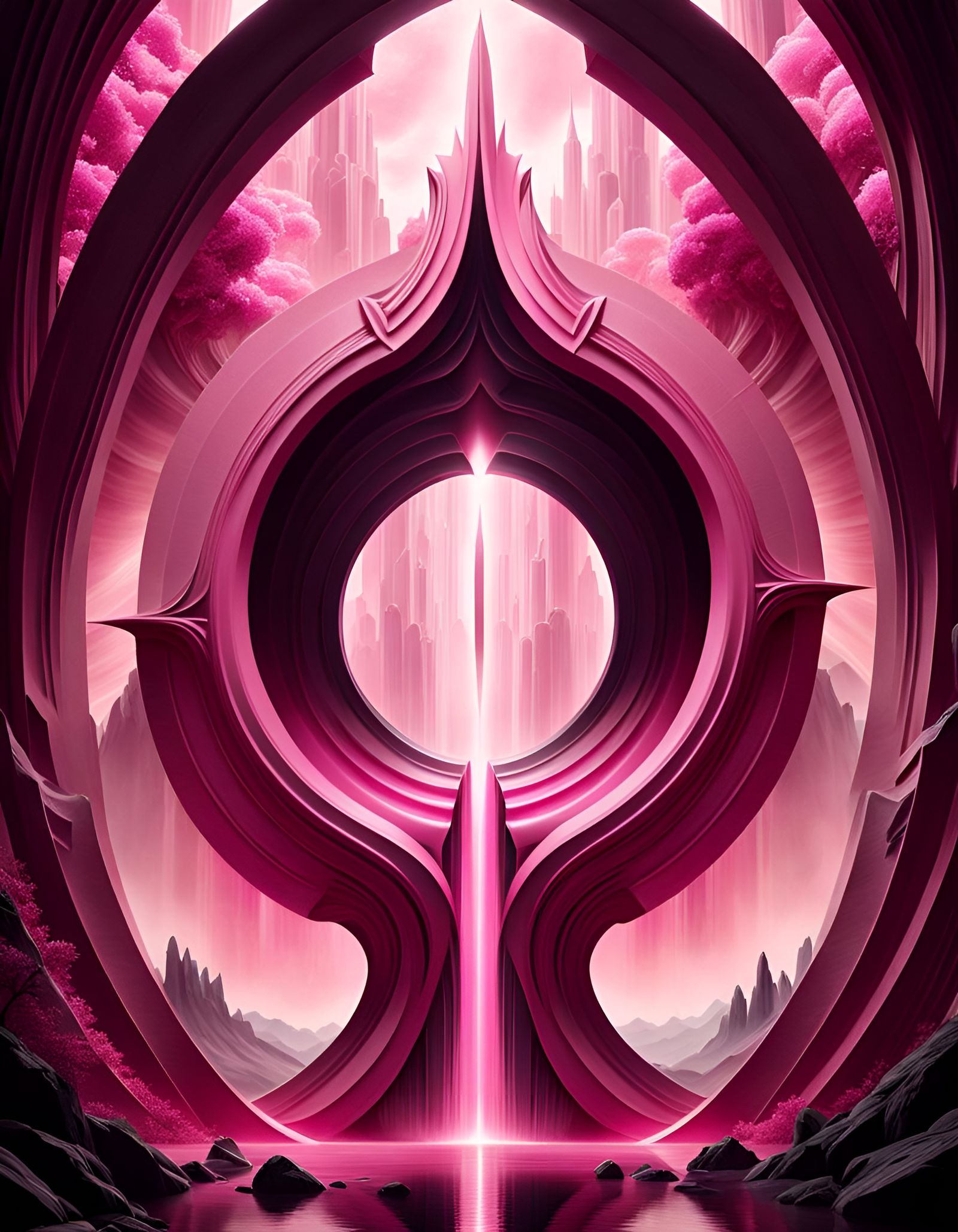 Surreal Pink Portal to Another Reality