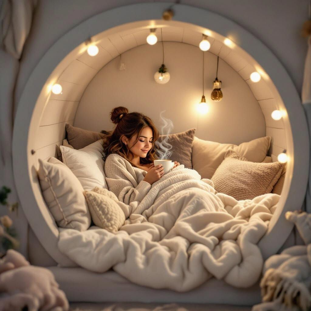 Cozy Circular Bunkbed Bedroom in a Realistic Style